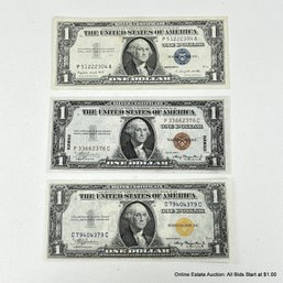 3 Ungraded U.S. $1 Silver Certificates Including Hawaii And North Africa Emergency Dollars