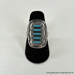 Sterling Silver Ring With Turquoise Stones 6 Grams Total Weight