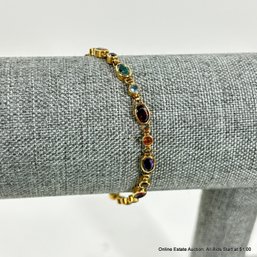 18K Gold Bracelet With Assorted Colorful Semi-Precious Stones 11 Grams Total Weight