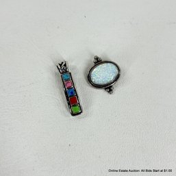 2 Sterling Silver Pendants With Opal And Natural Stones 8 Grams Total Weight