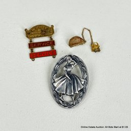 3 Merit Pins Including Singer Teenager Dressmaking Contest Qualifier's Award