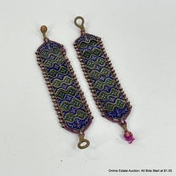 Pair Of Vintage Enameled Brass Bracelets