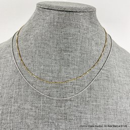 14K Gold And White Gold Necklace Chains 6 Grams Total Weight