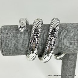 Silver Whiting & Davis Co. Metal Coiled Snake Bracelet