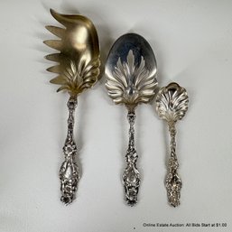 3 Whiting Mfg. Sterling Silver Lily Pattern Serving Utensils 277 Grams