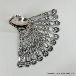 12 Bridal Rose By Alvin Sterling Silver Fruit/Orange Spoons 307 Grams
