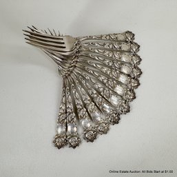 12 Bridal Rose By Alvin Sterling Silver Dinner Forks 886 Grams