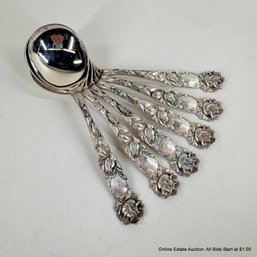 7 Bridal Rose By Alvin Sterling Silver Gumbo Soup Spoons 282 Grams