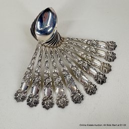 10 Bridal Rose By Alvin Sterling Silver Teaspoons 258 Grams