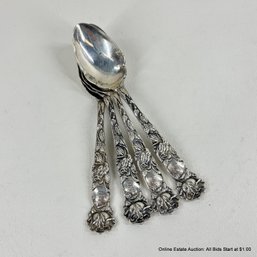 4 Bridal Rose By Alvin Sterling Silver Fluted Bowl Spoons 79 Grams