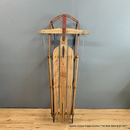 Mid Century Kalamazoo Champion Wood Slat And Metal Runner Snow Sled (LOCAL PICK UP ONLY)