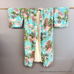 Vintage Japanese Printed Fabric Kimono Robe