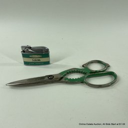 Vintage Salem Coronet Lighter, & Wiss Scissors
