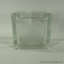 German Etched Glass Block Vase