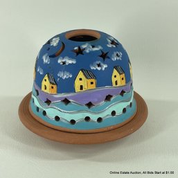 Painted Terracotta Candle Lantern