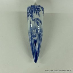Delft Style Horn Shaped Wall Vase With Irises