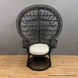Black Rattan Peacock Chair With Bottom Cushion (LOCAL PICK UP ONLY)