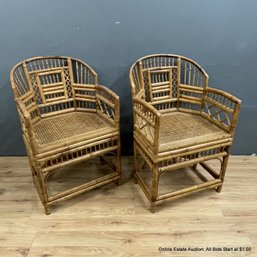 Pair Of Brighton Style Chinoiserie Bamboo Chairs With Cane Seats (LOCAL PICK UP ONLY)