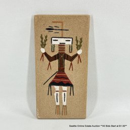 Vintage Navajo Sand Painting Of Female Windway Figure