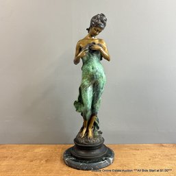 After Hippolyte Francois Moreau For Tiffany & Co. Bronze Sculpture Titled A Bird In Hand (LOCAL PICKUP ONLY)