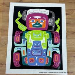 Alison Bremner Signed Tlingit Art Limited Edition Silkscreen Print Titled Pete Carrol Trying To Wear A Mask