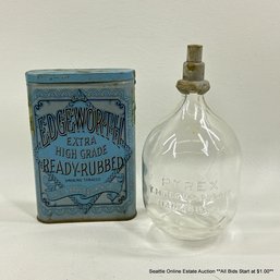 Early 20th Century Pyrex Hand-Blown Glass Toilet Tank Float And Edgeworth Smoking Tobacco Tin