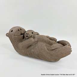 Margaret Hudson Initialed Vintage Sea Otters Clay Sculpture