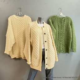 3 Vintage Wool Sweaters Incl. Aran Crafts Ireland Wool Sweaters