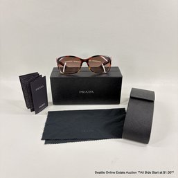 Vintage Prada Sunglasses With Hard Sided Storage Case, Cleaning Cloth, And Gift Box