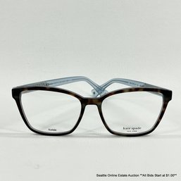 Kate Spade Rainey Eyeglasses In Blush Havana Blue With Clear Lenses And A Hard Sided Case