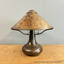 Mica Lamp Company Triple Bulb Pull-Cord Table Lamp With Natural Mica Mineral Paneled Shade