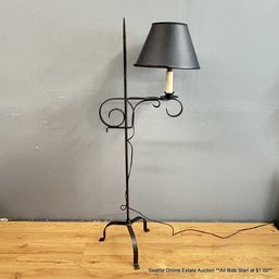Vintage Wrought Iron Floor Lamp With Flame Tip (LOCAL PICK UP ONLY)