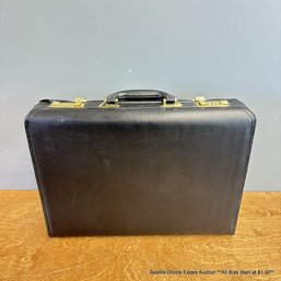 Bovano Faux Leather Structured Locking Briefcase With Flocked Interior