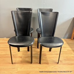 Set Of 4 Cattelan Italian Nina Leather Dining Chair  (LOCAL PICKUP ONLY)