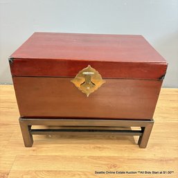 2 Piece Asian Lacquer Trunk On Stand (LOCAL PICKUP ONLY)