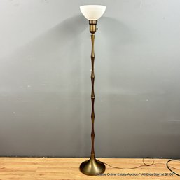 Faux Brass Torchiere Floor Lamp With Milk Glass Shade And Oversized Bulb (LOCAL PICK UP ONLY)
