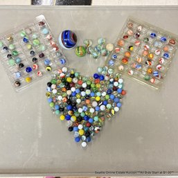 Large Lot Of Mostly Machine-Made Vintage Marbles In Assorted Sizes