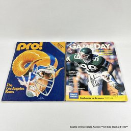 Merlin Olsen Autographed Seahawks Vs. Bronco 1984 Game Day And Nov. 4th, 1979 Pro! Seahawks Edition Magazines