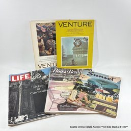 Vintage Periodicals Incl. Life Magazine With Jacki O. In Cambodia, '61 House Beautiful, '57 Sunset, & Venture