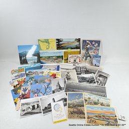 Lot Of Vintage Postcards And Other Ephemera Including Paris Liberation Mini Photos And 1944 DC Transit Passes