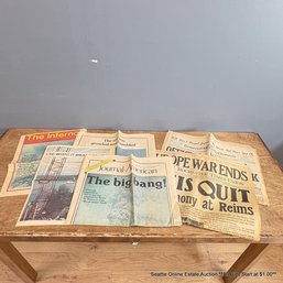 Mount St. Helens Eruption And Nazis' Surrender Vintage Newspaper Editions
