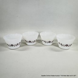 4 Dynaware Vintage Ovenproof Milk Glass Custard Cups
