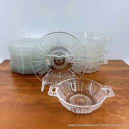 Federal Glass Vintage Wheat And Star Pattern Plates And Bowls
