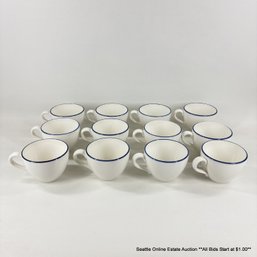 12 Pagnossin Treviso Italian White With Blue Trim Ceramic Cups