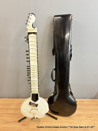 Black & White Electric Sitar With Padded Fiberglass Case