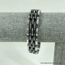 Stainless Steel And Rubber Chunky Chain Bracelet
