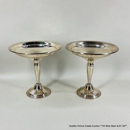 Pair Of Reed & Barton Sterling Silver Weighted And Reinforced Compote Bowls 366 Grams Total Weight