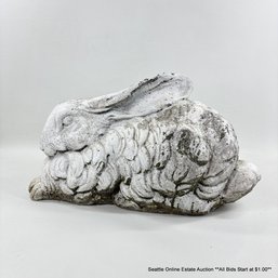 Vintage Painted Concrete Rabbit Statue