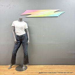 Francis Celentano Signed Acrylic On Plastic Titled Wings Of Isis In Peach & Lime (Oversize Shipping)
