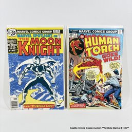 Marvel Moon Knight No. 28 And Human Torch No. 2 Comic Books With 25 Cent Price Covers